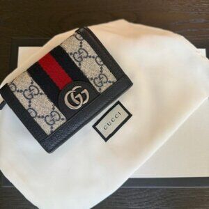 Gucci Ophidia GG Supreme Bi-Fold Wallet – Navy Leather